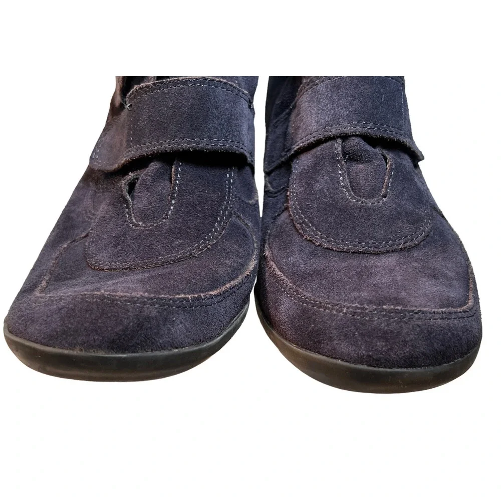 Aerosoles Best Fit Suede Leather Wedge Sneaker 8.5 Navy Blue Hook & Loop Closure